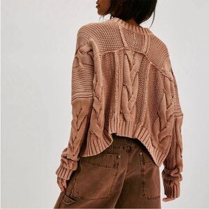We The Free Cable Knit Sweater in Tan